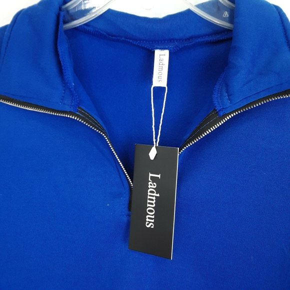 Ladmous Women Casual Long Sleeve Plain 1/4 Zip Pullovers Fleece Pullover Size S - Picture 5 of 10